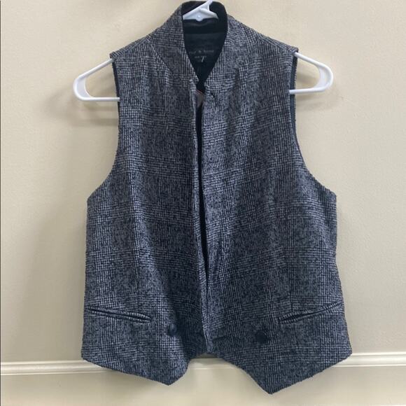 Rag & Bone Priya tweed 6 NWT Black and White Checkered open front vest